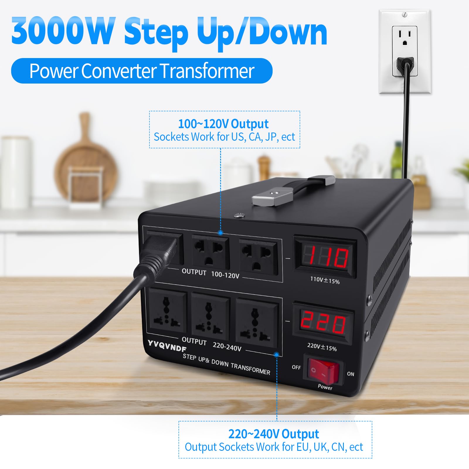 Amazon.co.jp: YVQVNDF 3000W 自動再コギンズ 電圧変換器 110V-220V